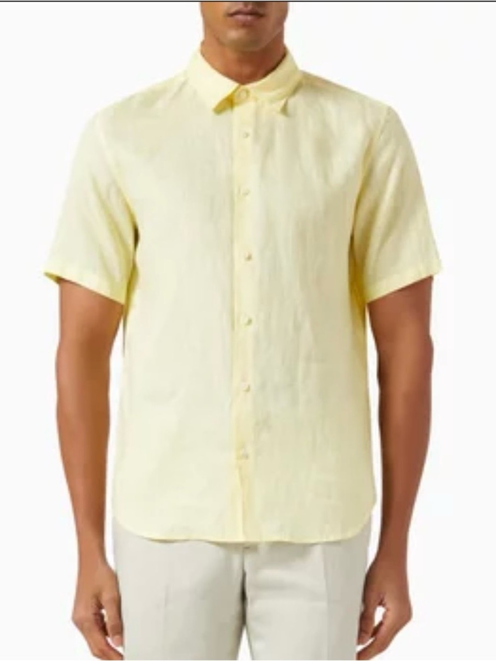 Theory Pale Yellow Short-Sleeve Button-Down Shirt
